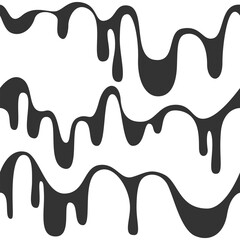 Seamless black-white pattern with flowing paint or liquid