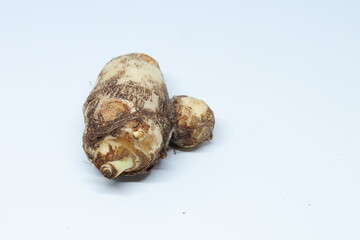 Taro or Colocasia esculenta on isolated white background.