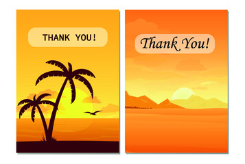 Fototapeta premium Creative universal art postcards. Graphic design for banner, poster, invitation, cover, poster, brochure, header. Beach landscape. Desert landscape. Vector
