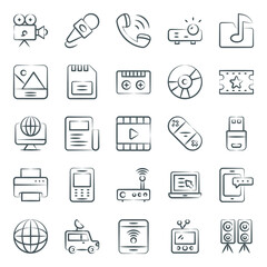 
Cinematography And Multimedia Doodle Icons Pack
