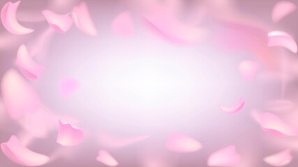 Vector background with blurry flying pink rose or sakura petals © lidiia