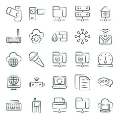 
Modern Technology Doodle Icons Pack
