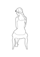 Drawing of a woman from the back sitting