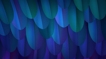 Vector background with blue and purple feathers closeup