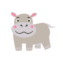 Obraz na płótnie Canvas Cute hippo character. Simple cartoon vector style illustration of animal, isolated on white background