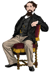 Victorian English Writer Charles Dickens Vector
