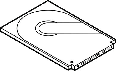 Line drawing of a computer disk drive - 1.8" 50-pin connector