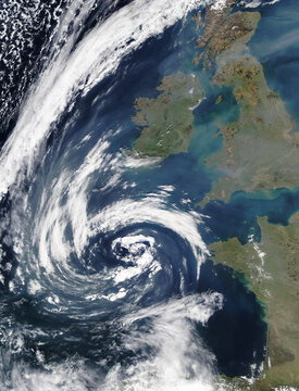 Satellite view of France, Ireland,Great Britain and north of Spain.Elements of this image furnished by NASA.