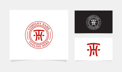 monogram initial TH or HT logo design
