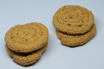  Indian street food Murukulu or Roasted Gram Dal Flour Fritters