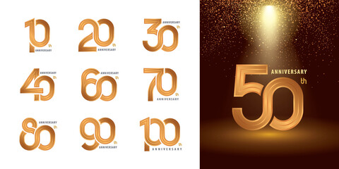 Set of 10 to 100 Anniversary logotype design, Years Celebrate Anniversary Logo