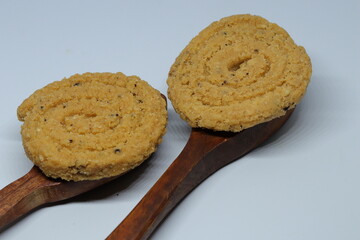  Indian street food Murukulu or Roasted Gram Dal Flour Fritters