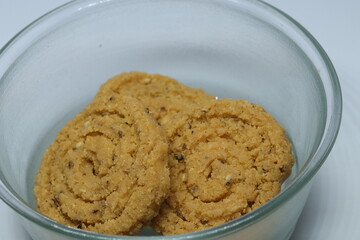  Indian street food Murukulu or Roasted Gram Dal Flour Fritters