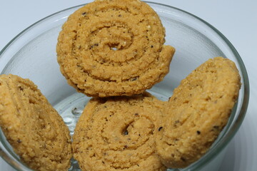  Indian street food Murukulu or Roasted Gram Dal Flour Fritters