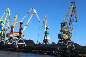 cranes in harbor