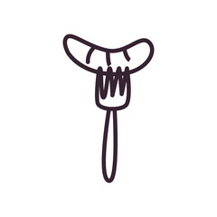 fork with sausage line style icon vector design