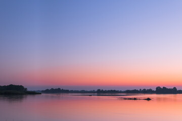 Colorful water landscape at dawn.
