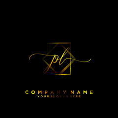 PL Initial handwriting logo vector	
