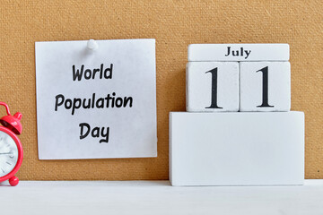 11th july eleventh day month calendar concept World Population Day.