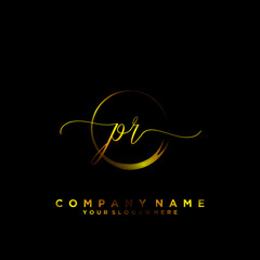 PR Initial handwriting logo vector	
