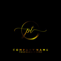 PT Initial handwriting logo vector	
