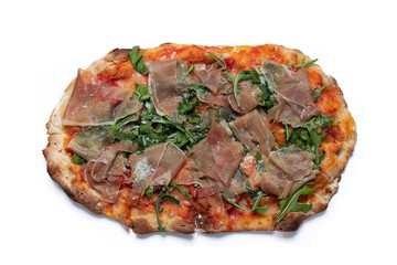 pizza with sleeves and hamon on a white background