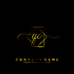 QC Initial handwriting logo vector	
