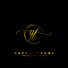 QF Initial handwriting logo vector	
