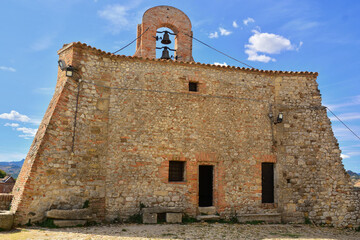 Verucchio, Rimini, Emilia-Romagna, Italia-Rocca Malatestiana.  La torre campanaria situata nel cortile esterno della rocca, anticamente costituiva un baluardo difensivo rivolto verso la Valmarecchia. © Siby Fanciulli
