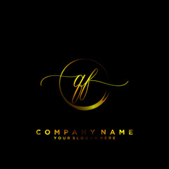 QF Initial handwriting logo vector	
