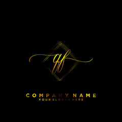 QF Initial handwriting logo vector	
