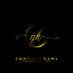 QK Initial handwriting logo vector	
