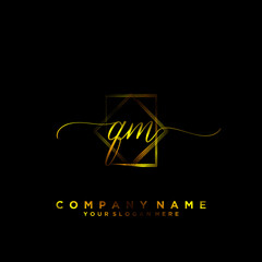 QM Initial handwriting logo vector	
