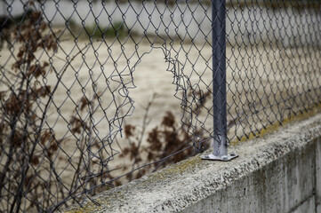 Broken protection fence