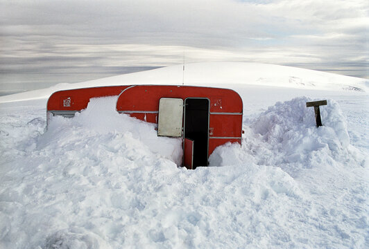 Mobile Home Covered In Snow