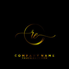 RE Initial handwriting logo vector	
