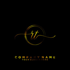 RT Initial handwriting logo vector	
