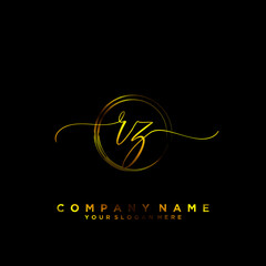 RZ Initial handwriting logo vector	
