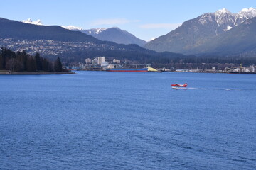 Canada place Vancouver mountains sea boats ships sea plane