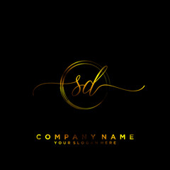 SD Initial handwriting logo vector	
