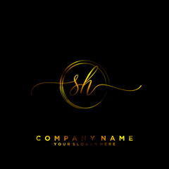 SH Initial handwriting logo vector	
