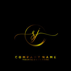 SJ Initial handwriting logo vector	
