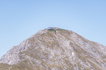 Alpine landscape hiking on the grigne group, one of the most beautiful and famous peaks in Lombardy, Italy - May 2020.