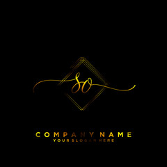 SO Initial handwriting logo vector	
