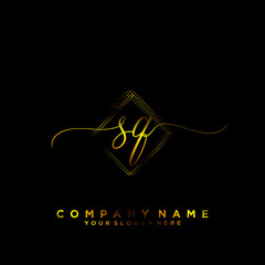 SQ Initial handwriting logo vector	
