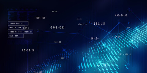 2d rendering Stock market online business concept. business Graph 