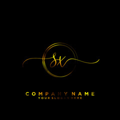 SX Initial handwriting logo vector	

