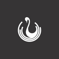 swan goose on wave elegant logo