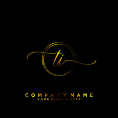 TI Initial handwriting logo vector
