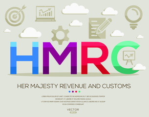 Fototapeta premium hmrc mean (her majesty revenue and customs) ,letters and icons,Vector illustration.